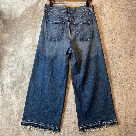 AYR The Must Super Wide Leg High Rise Jeans Dark Wash Size 30 Raw Hem Distressed - Picture 6 of 10